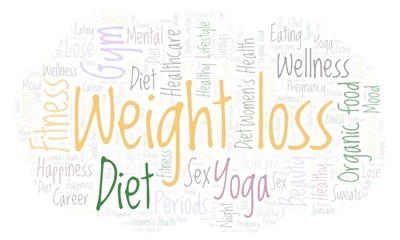 Obraz premium Word cloud with text Weight loss on a white background.