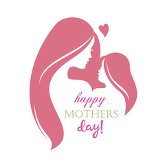Obraz na płótnie Canvas happy mothers day greeting card template, stylized symbol of mom and baby