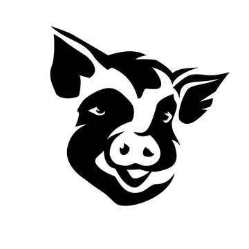 pig head portrait, stylized vector symbol