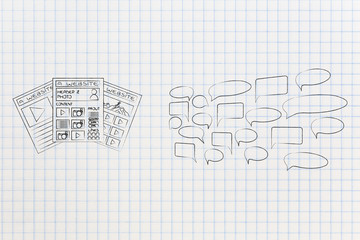 different websites  next to group of comments coming out