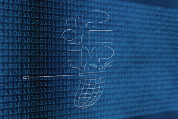 group of comment speech bubbles being collected by butterfly net