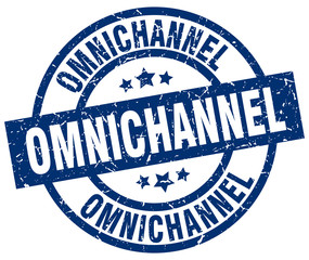 omnichannel blue round grunge stamp