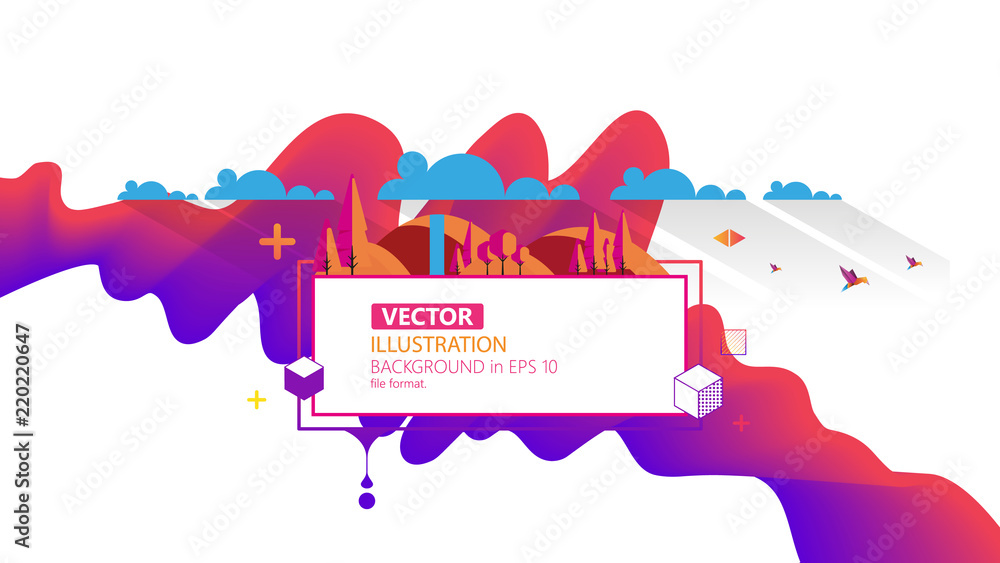 Aufkleber cool modern abstract background with frame for your text and purple wave.