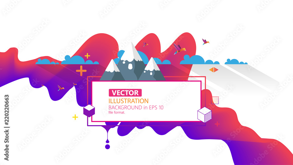 Poster cool modern abstract background with frame for your text and purple wave.