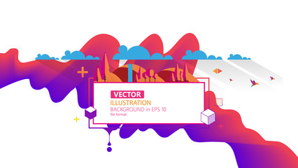 Obraz premium Cool Modern Abstract Background with Frame for Your Text and Purple Wave.