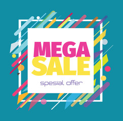 Mega sale vector color banner