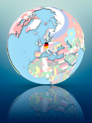 Obraz premium Germany on political globe with flags