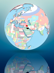 Obraz premium Iraq on political globe with flags