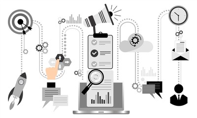 Concept for business marketing, analytics, strategy and startup. Vector graphic design.