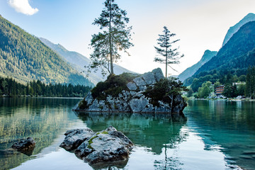 Lake Hintersee in the Bavarian Alps near Berchtesgaden
