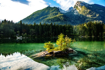 Lake Hintersee in the Bavarian Alps near Berchtesgaden - 220223227