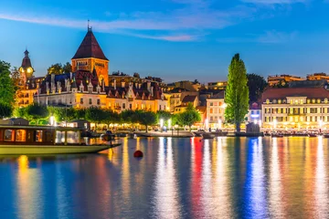 Foto op Canvas Night view of Lausanne, Switzerland © Scanrail