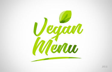 vegan menu green leaf word text logo icon typography