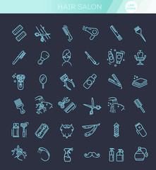 Barbershop and beauty salon vector icons set