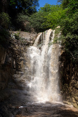 Fototapeta na wymiar high cascading waterfall in Tbilisi