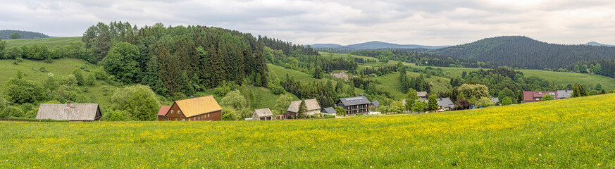 panorama of a beautiful german village in a valley