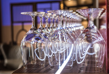 Abstract empty of wine glasses, color background