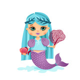 Illustration with a girl. Mermaid in cartoon style