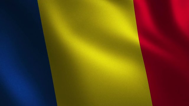 Romania flag waving 3d. Abstract background. Loop animation.