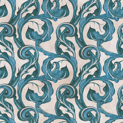 Exotic Garden. Seamless background with oriental pattern. Paisley flowers, Hand drawn floral pattern, vintage style, detailed illustration