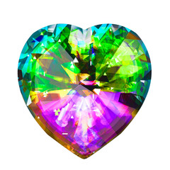 Insulated jewel in the shape of a heart. Faceted gemstone.