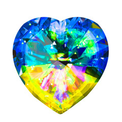 Naklejka na ściany i meble Insulated jewel in the shape of a heart. Faceted gemstone.