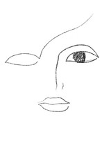 Digital line drawing sketch of a woman's face