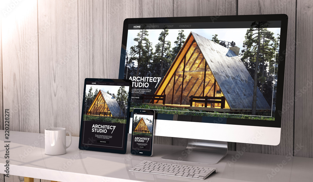 Poster devices responsive on workspace architect website design