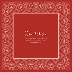 Abstract ornamental lace frame for greeting card or invitation. Vector Illustration