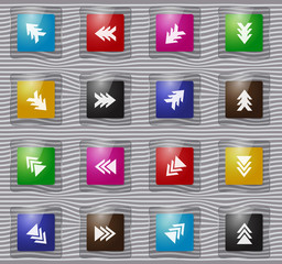Arrows glass icons set