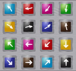 Arrows glass icons set
