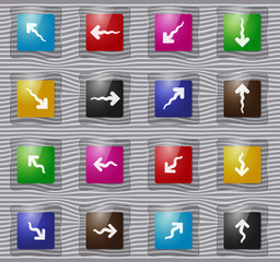 Arrows glass icons set