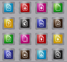Documents glass icons set