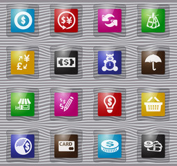 E-commers glass icons set