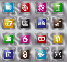 E-commers glass icons set