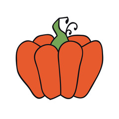 Doodle cartoon pumpkin. Autumn theme. Hand-drawn design element for Halloween or Thanksgiving day.