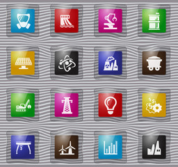 Industry glass icons set