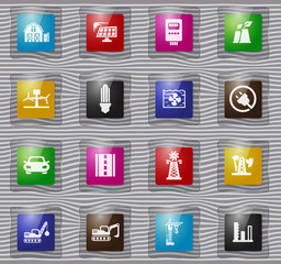 Industry glass icons set