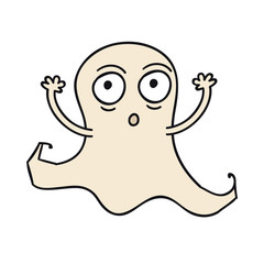 Ghost sign and symbol. Spooky. Handdrawn design element for Halloween. Doodle monster.