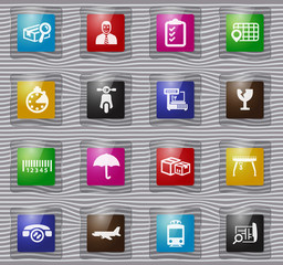 Logistic glass icons set