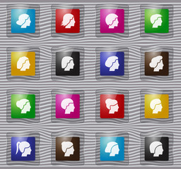 Womans hairstyles glass icons set