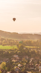 Air balloons and Czech landscape in Sunset