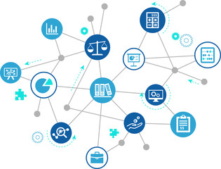 Business concept: auditing / financial reporting / tax / financial management – vector illustration © j-mel