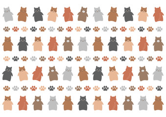 猫と足跡模様の背景イラスト