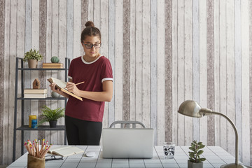 Girl and school concept interior decoration.