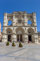 Frontal view of the cathedral on the main square of Cuenca, Spain