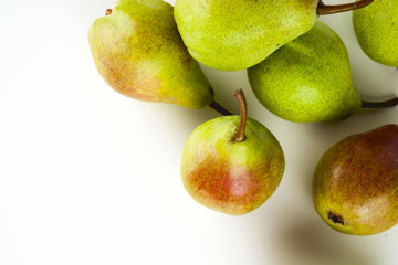 Pears isolated on white background. Copy space for text