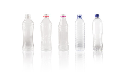 multi plastic bottle on white background