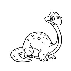  Dinosaur Diplodocus cartoon illustration isolated image coloring page
