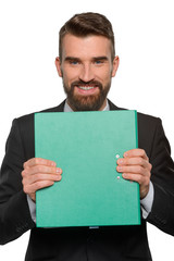 Great business plan in green folder